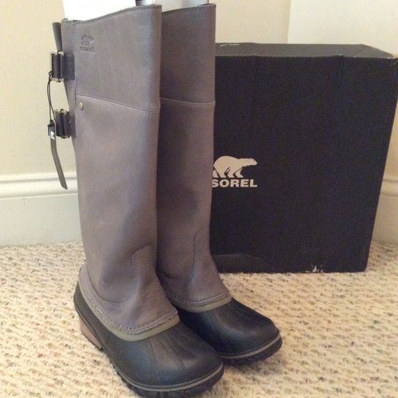 🆕 SOREL gray leather slim pack tall boots- 5.5 - Picture 2 of 7